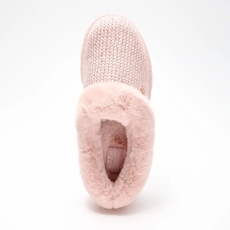 Women's Metallic Sweater Knit Slippers – Cozy & Lightweight Slip-On Shoes