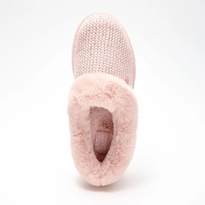 Women's Metallic Sweater Knit Slippers – Cozy & Lightweight Slip-On Shoes