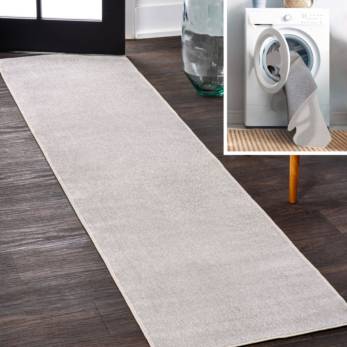 Twyla Classic Solid Low-Pile Machine-Washable Area Rug