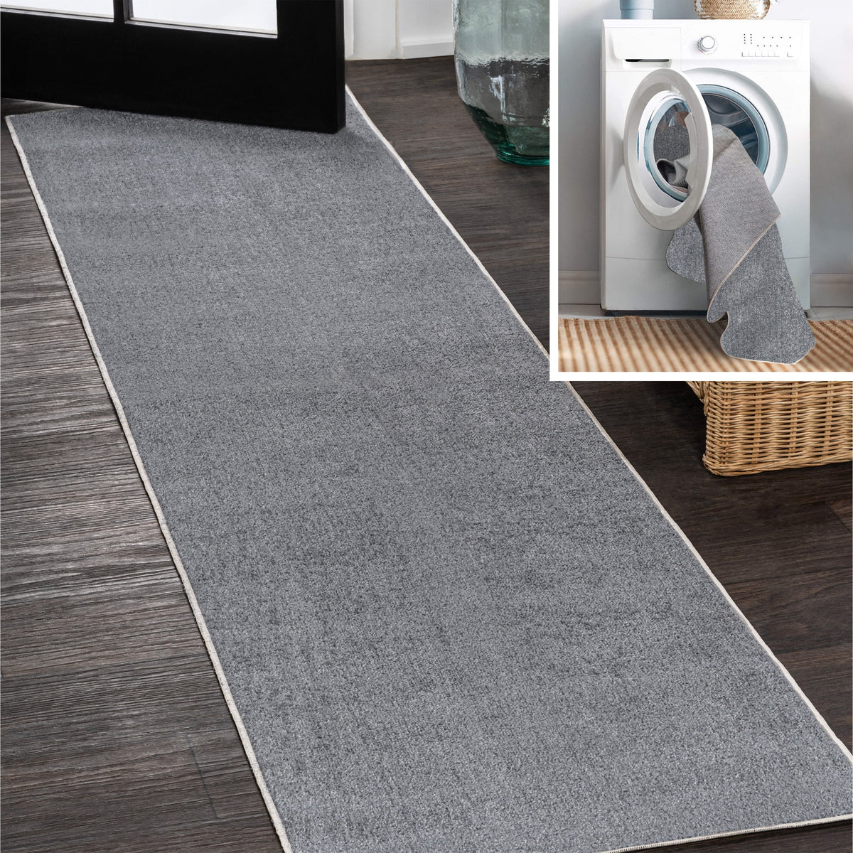 Twyla Classic Solid Low-Pile Machine-Washable Area Rug