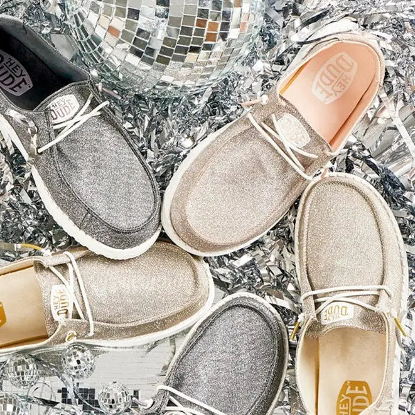 Women's Wendy Metallic Sparkle Slip-On Shoes – Stylish & Comfortable Everyday Casual Shoes