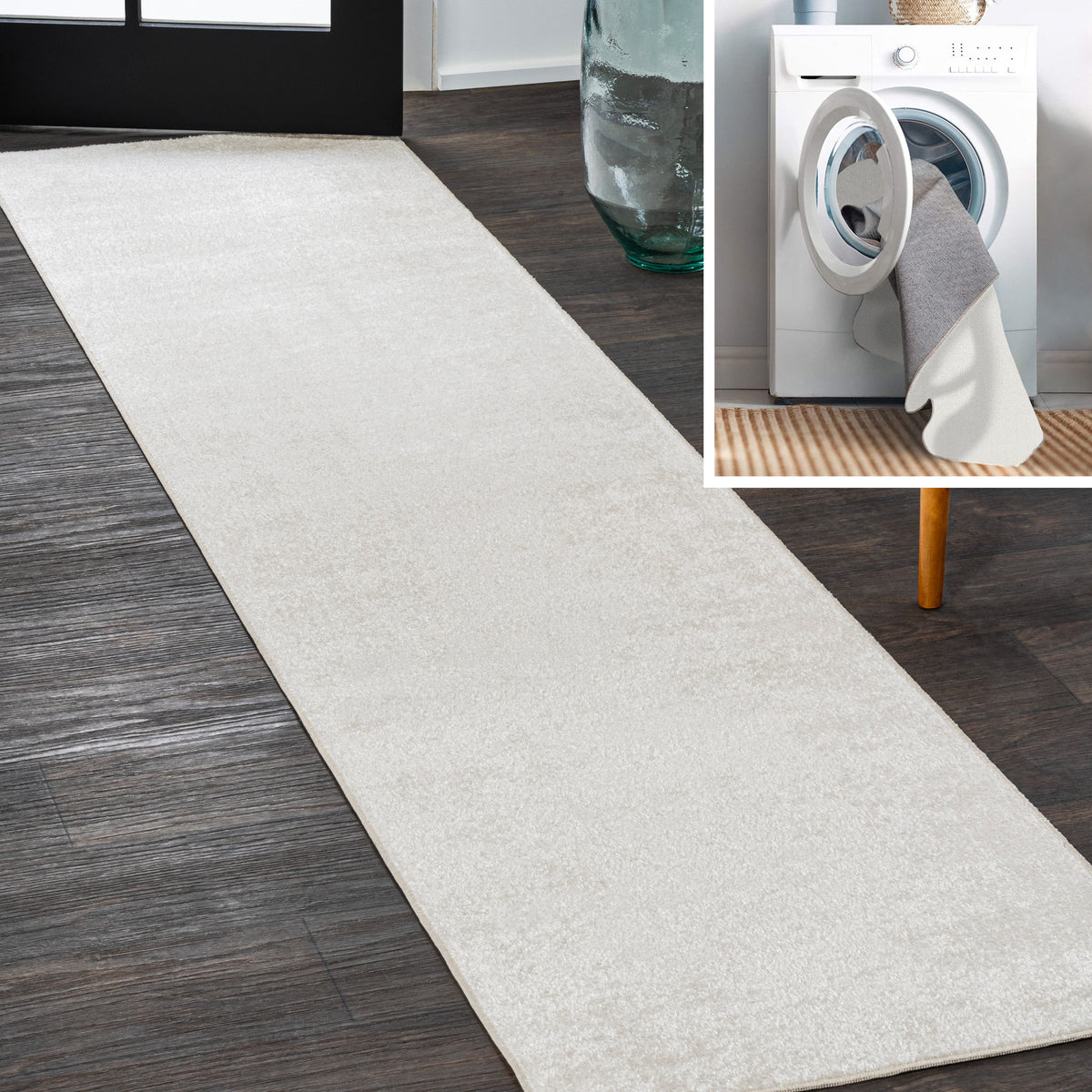 Twyla Classic Solid Low-Pile Machine-Washable Area Rug
