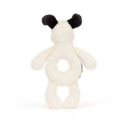 Bashful Rufferty Black & Cream Puppy Ring Rattle