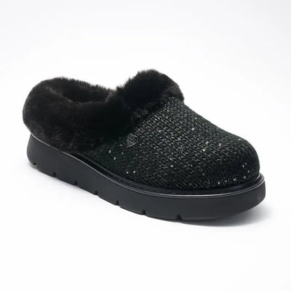 Women's Metallic Sweater Knit Slippers – Cozy & Lightweight Slip-On Shoes