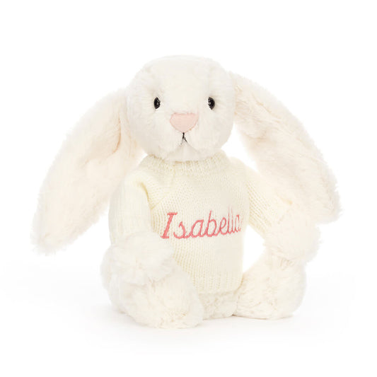 Bashful Cream Bunny with Personalized Cream Jumper