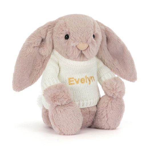 Bashful Luxe Bunny Rosa with Personalized Cream Jumper