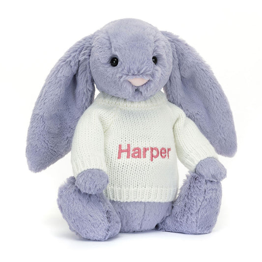 Bashful Viola Bunny with Personalized Cream Jumper