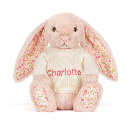 Blossom Blush Bunny 'Cherry' with Personalized Cream Jumper