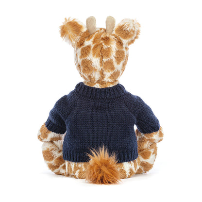 Bashful Giraffe with Personalized Navy Jumper