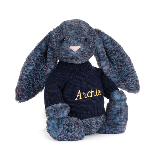 Hopscone Luxe Bunny with Personalized Navy Jumper