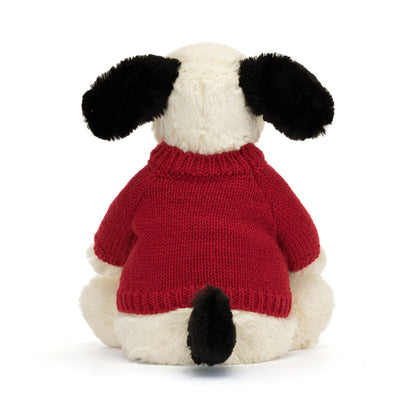 Bashful Rufferty Black & Cream Puppy with Personalized Red Jumper