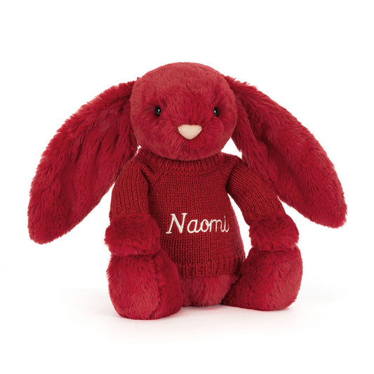 Bashful Luxe Bunny Scarlett with Personalized Red Jumper