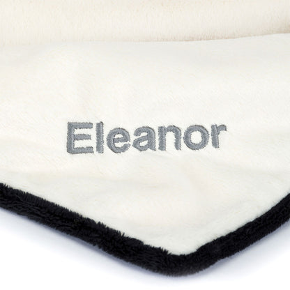 Personalized Bashful Black & Cream Puppy Blankie
