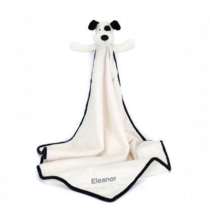 Personalized Bashful Black & Cream Puppy Blankie