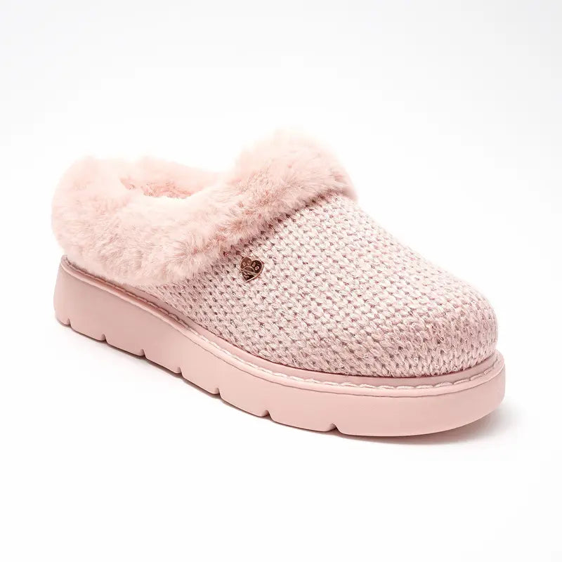 Women's Metallic Sweater Knit Slippers – Cozy & Lightweight Slip-On Shoes