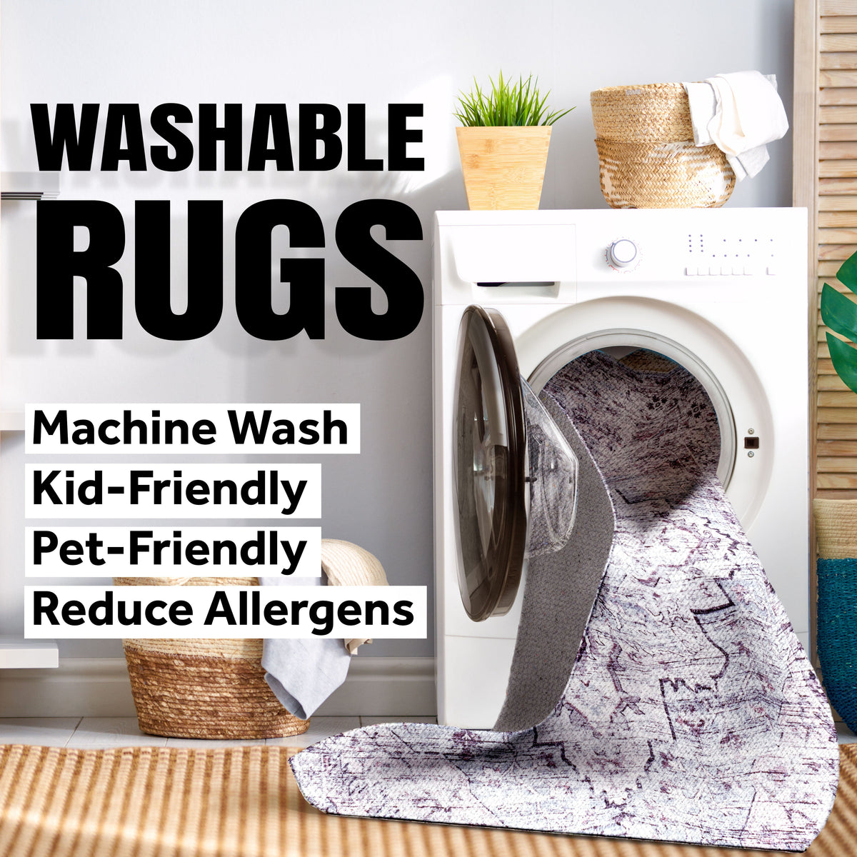 Twyla Classic Solid Low-Pile Machine-Washable Area Rug