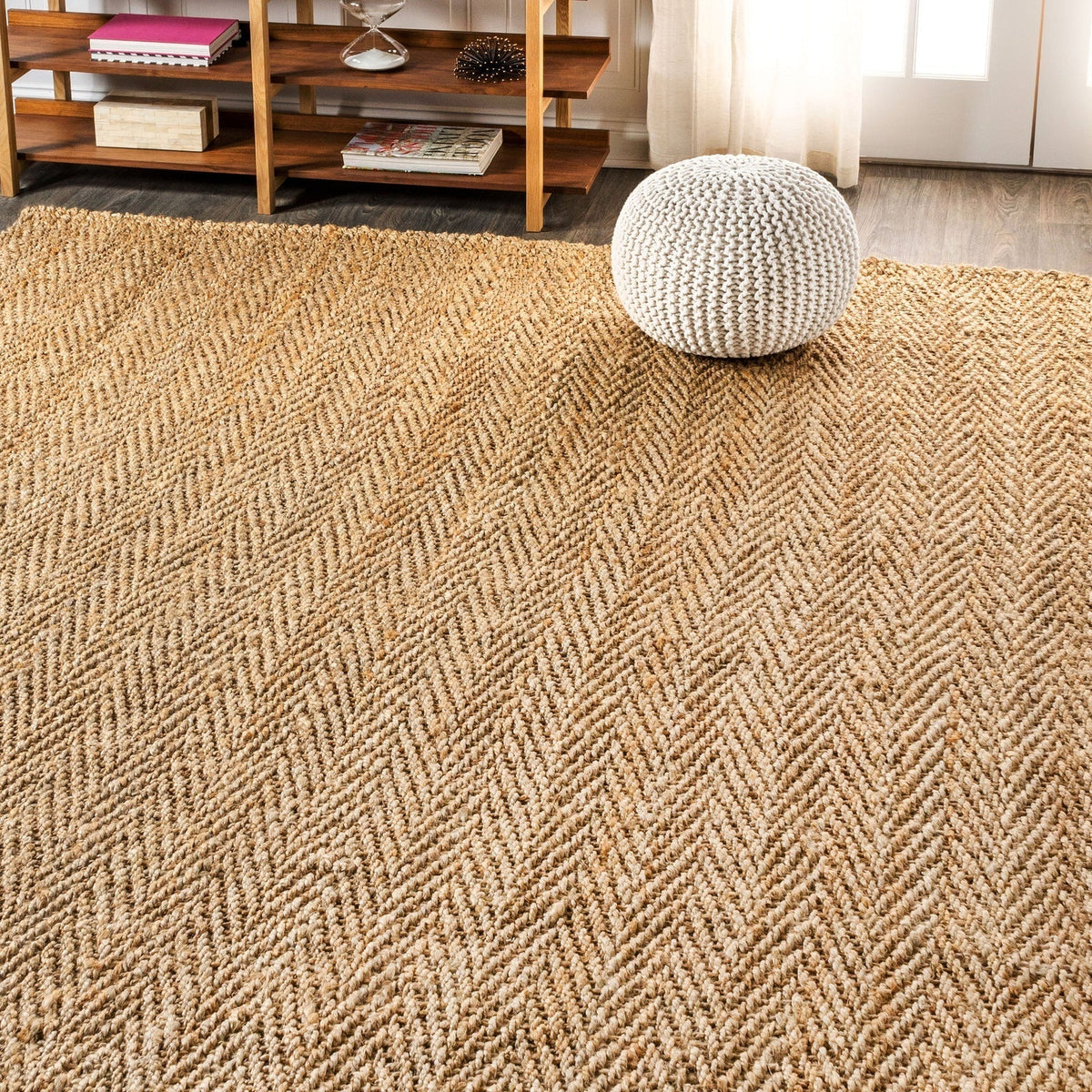 Espina Hand Woven Herringbone Chunky Jute Area Rug