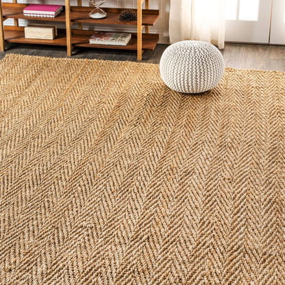 Espina Hand Woven Herringbone Chunky Jute Area Rug