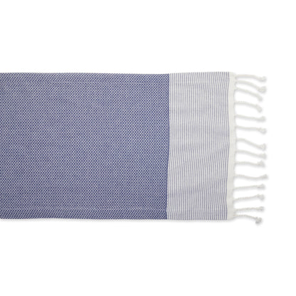 French Blue Bordered Dobby 15"X108" Table Runner
