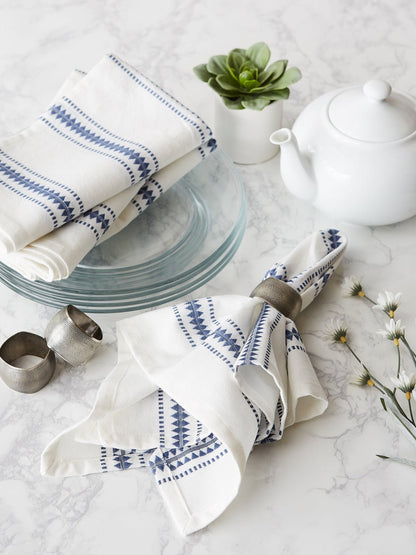French Blue Zig Dobby Stripe Napkins, Set Of 6