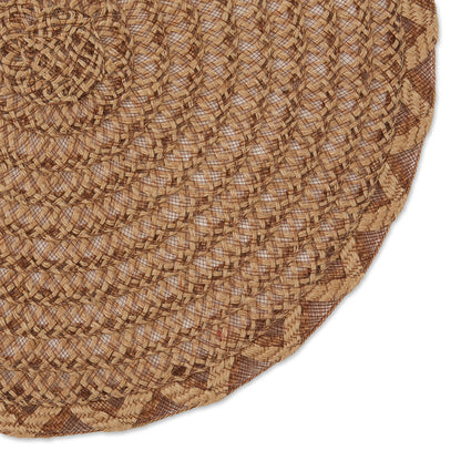 Natural Lattice Woven Polyester Round Placemats, Set Of 6