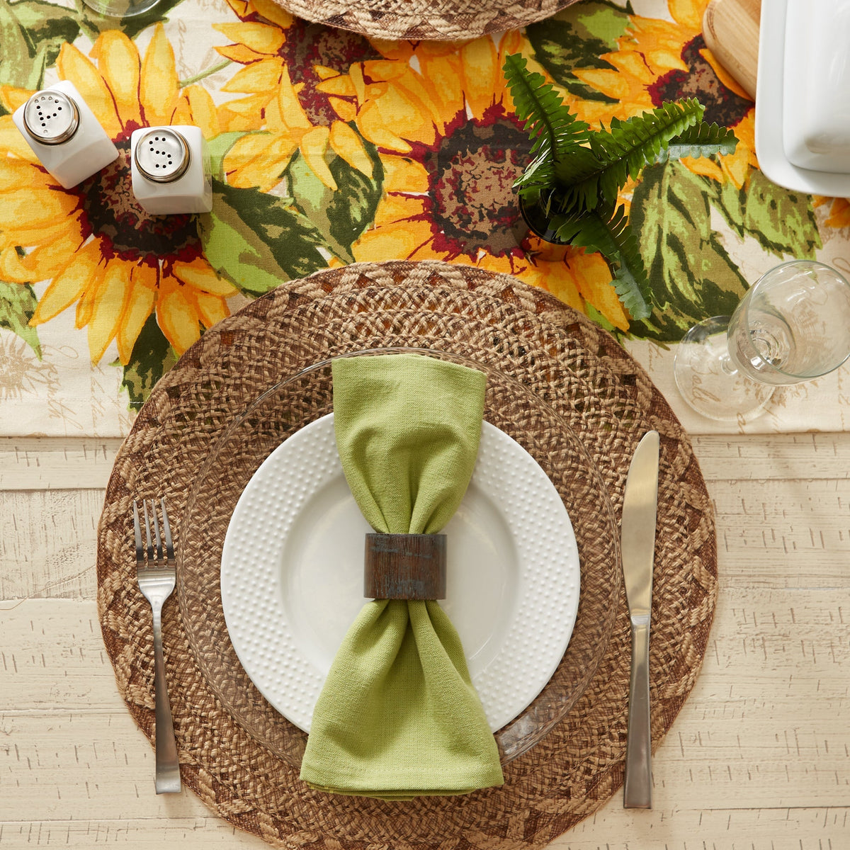 Natural Lattice Woven Polyester Round Placemats, Set Of 6