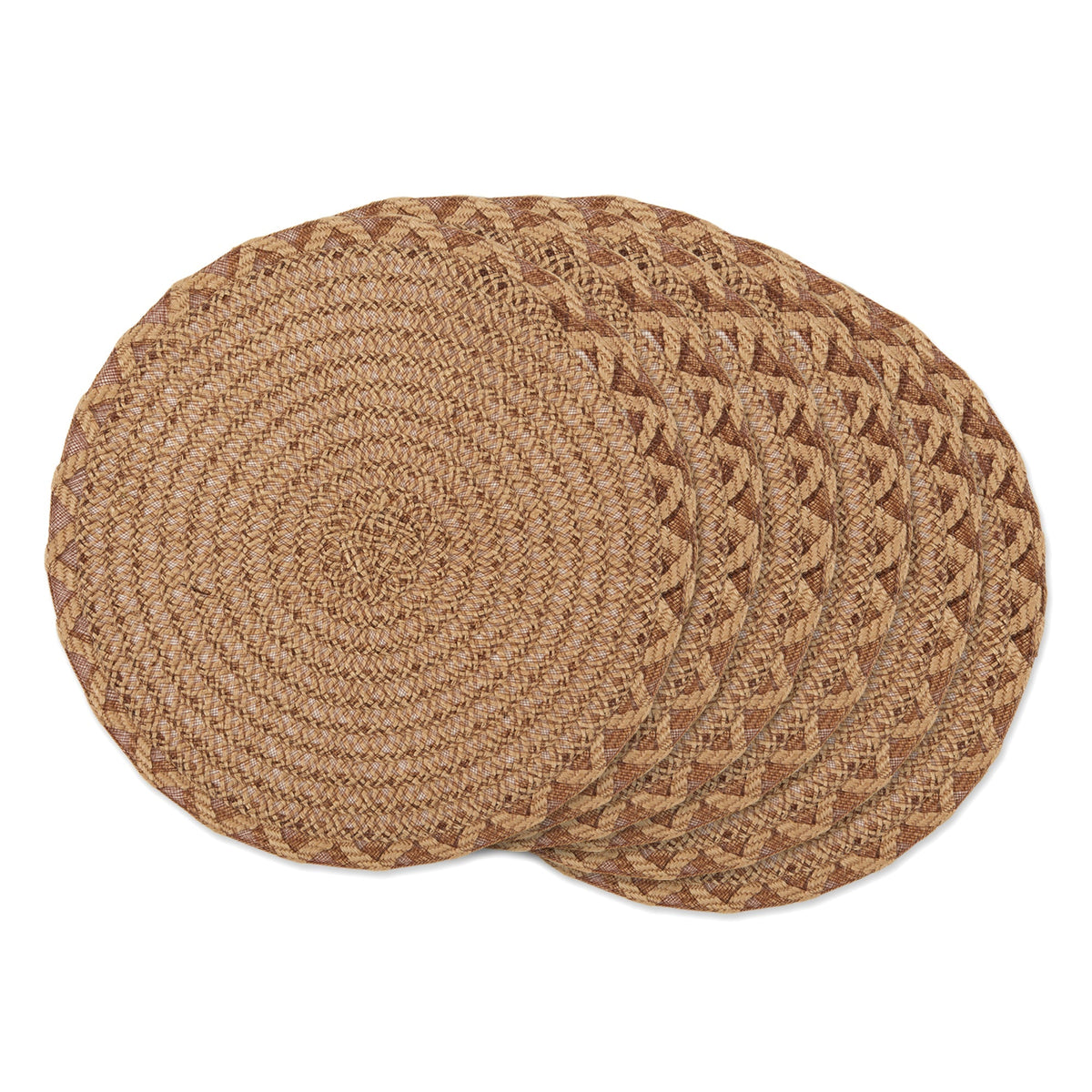 Natural Lattice Woven Polyester Round Placemats, Set Of 6