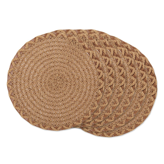 Natural Lattice Woven Polyester Round Placemats, Set Of 6