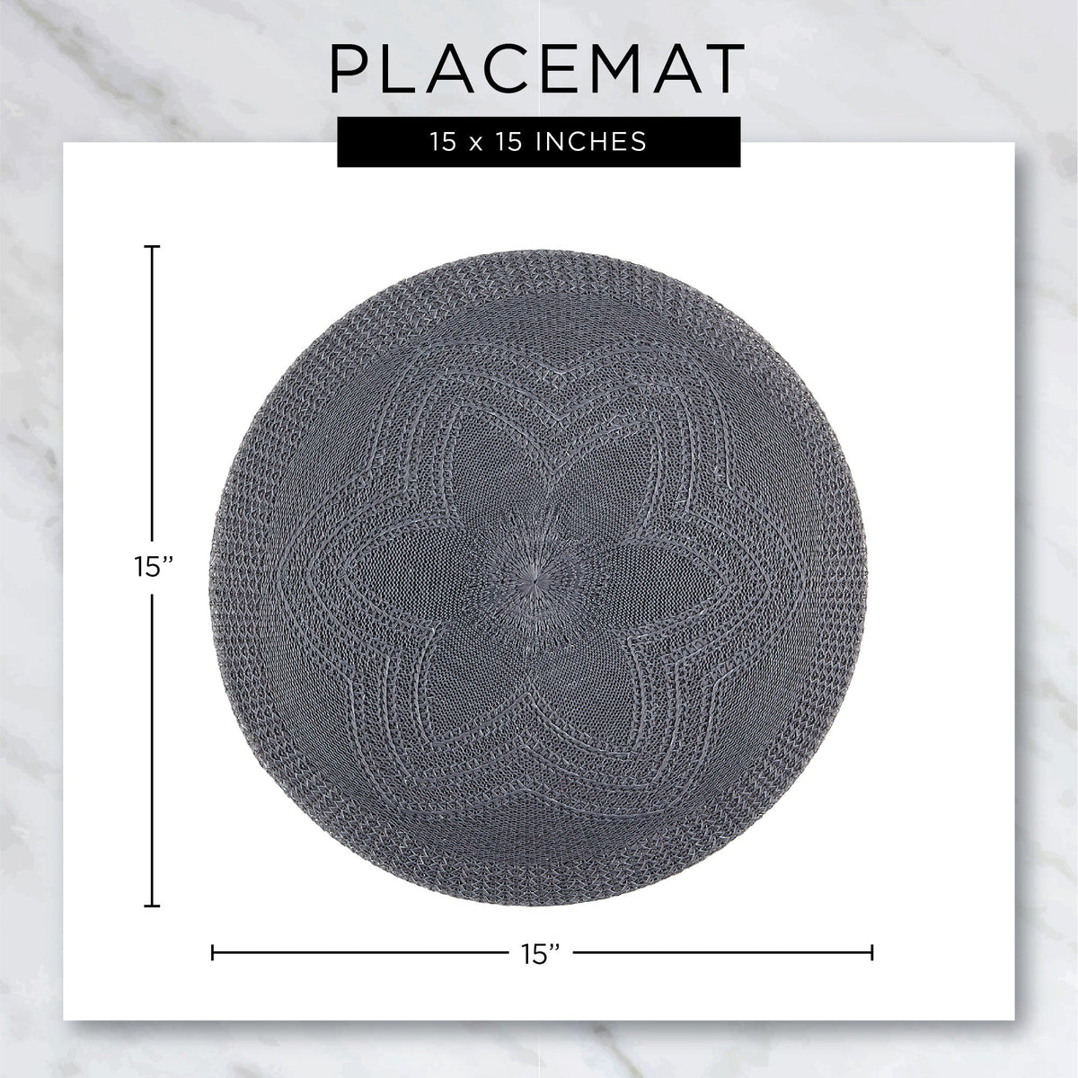 Natural Lattice Woven Polyester Round Placemats, Set Of 6