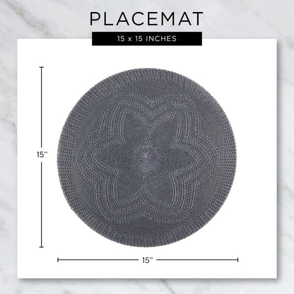 Natural Lattice Woven Polyester Round Placemats, Set Of 6