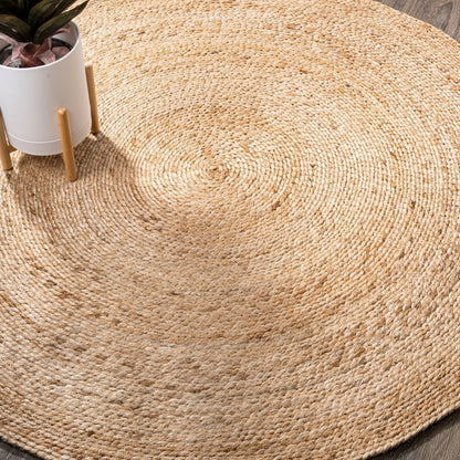 Soleil Natural Jute Braided Circle Natural Area Rug