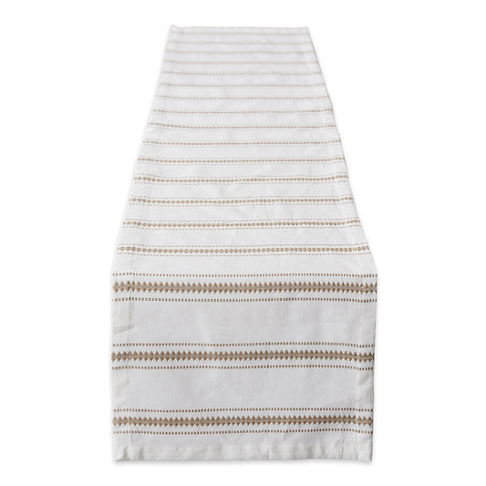 Stone Zig Dobby Stripe 14"X108" Table Runner