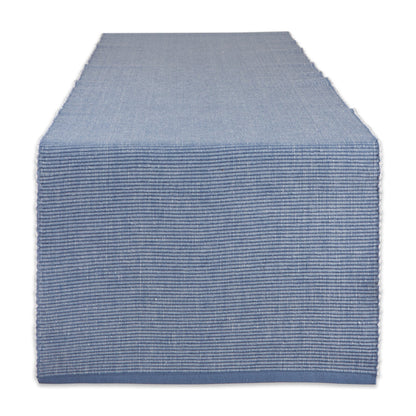 Stonewash Blue & White 2-Tone Ribbed 13"X72" Table Runner