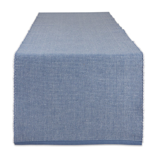 Stonewash Blue & White 2-Tone Ribbed 13"X72" Table Runner