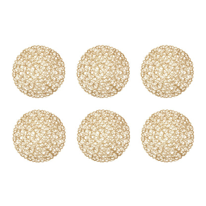 Taupe Woven Paper Round Placemats, Set Of 6